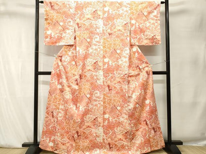 平和屋着物■上質な小紋　冊子人物鳳凰花文　正絹　逸品　CABK4103ev