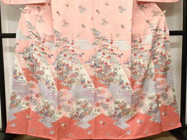 平和屋着物■訪問着　松竹梅御所車鳳凰花蝶文　金彩　正絹　逸品　CABK4104ev