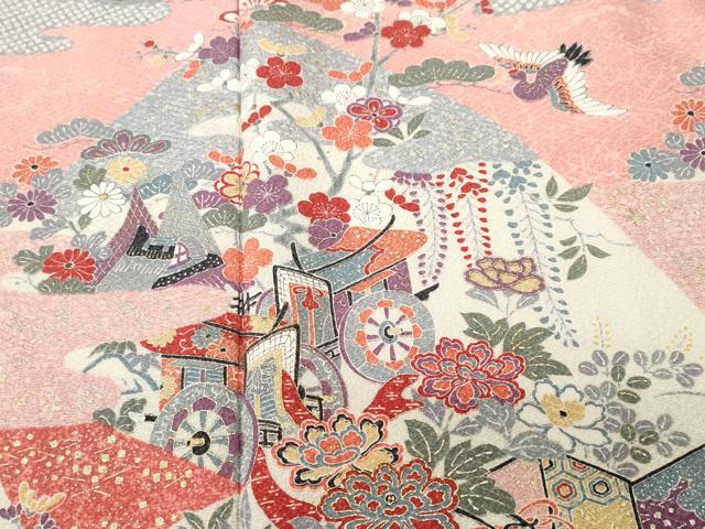 平和屋着物■訪問着　松竹梅御所車鳳凰花蝶文　金彩　正絹　逸品　CABK4104ev