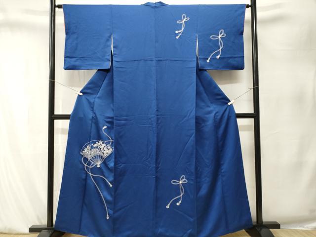 平和屋着物■訪問着　刺繍　扇面結び紐花文　銀糸　正絹　逸品　CABK4107ev