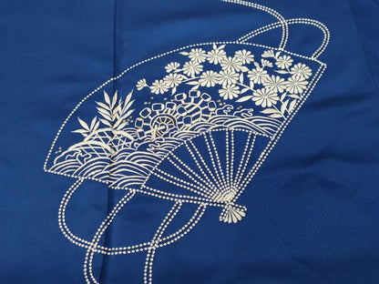 平和屋着物■訪問着　刺繍　扇面結び紐花文　銀糸　正絹　逸品　CABK4107ev
