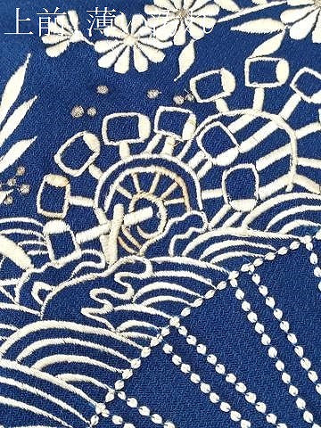 平和屋着物■訪問着　刺繍　扇面結び紐花文　銀糸　正絹　逸品　CABK4107ev