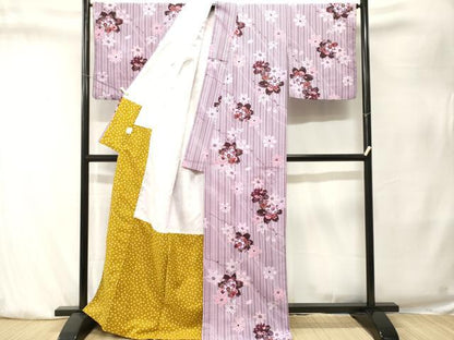 平和屋着物■小紋　枝桜花文　洗える着物　CABK4110ev