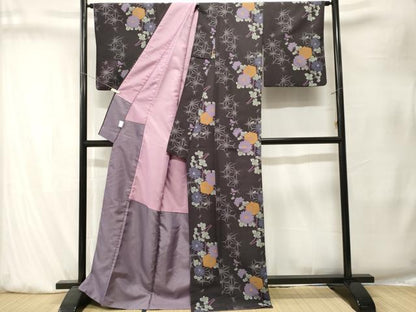 平和屋着物■小紋　麻の葉花文　洗える着物　CABK4114ev