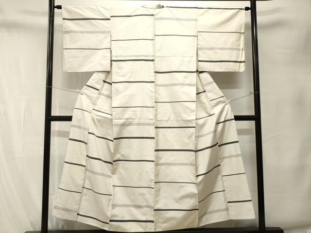 平和屋着物■上質な紬　横段文　正絹　逸品　CABK4117ev