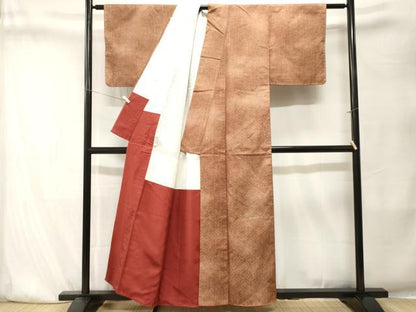 平和屋着物■上質な紬　七宝文　正絹　逸品　CABK4121ev
