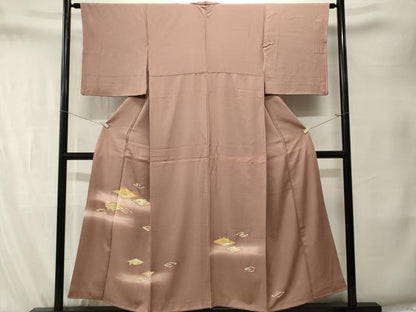 平和屋着物■訪問着　駒刺繍　菱草花文　暈し染め　金彩　正絹　逸品　CABK4122ev