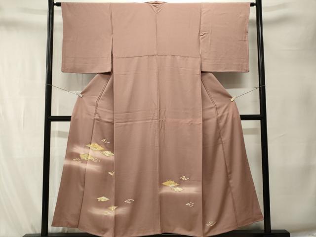 平和屋着物■訪問着　駒刺繍　菱草花文　暈し染め　金彩　正絹　逸品　CABK4122ev
