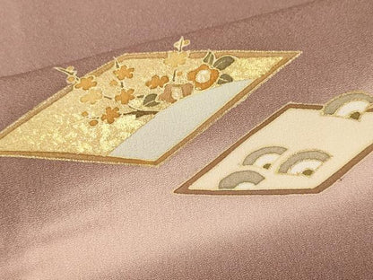 平和屋着物■訪問着　駒刺繍　菱草花文　暈し染め　金彩　正絹　逸品　CABK4122ev
