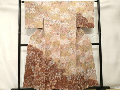 平和屋着物■訪問着　切嵌草花文　鬼しぼ縮緬　ますいわ屋扱い　正絹　逸品　CABK4125ev