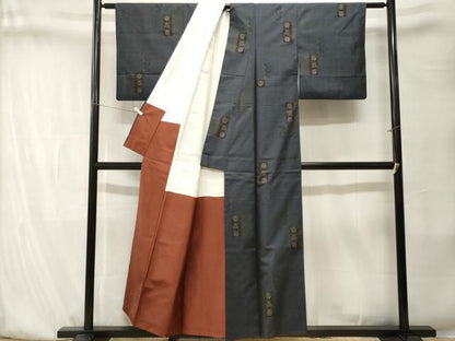 平和屋着物■本場大島紬　9マルキ　鈴　枝葉文　正絹　逸品　CABK4132ev