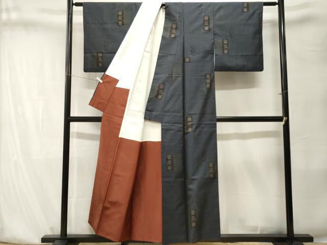 平和屋着物■本場大島紬　9マルキ　鈴　枝葉文　正絹　逸品　CABK4132ev