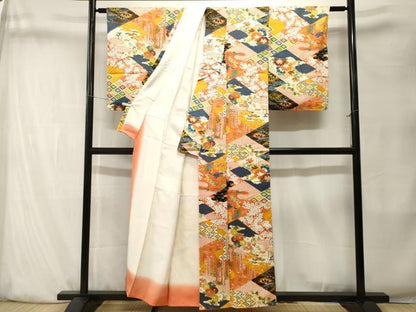 平和屋着物■上質な小紋　切嵌片輪車吉祥花文　金彩　正絹　逸品　CABK4133ev