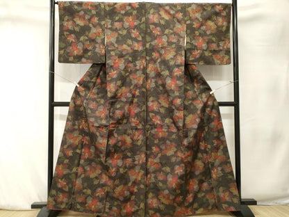 平和屋着物■上質な紬　枝花文　正絹　逸品　CABK4135ev