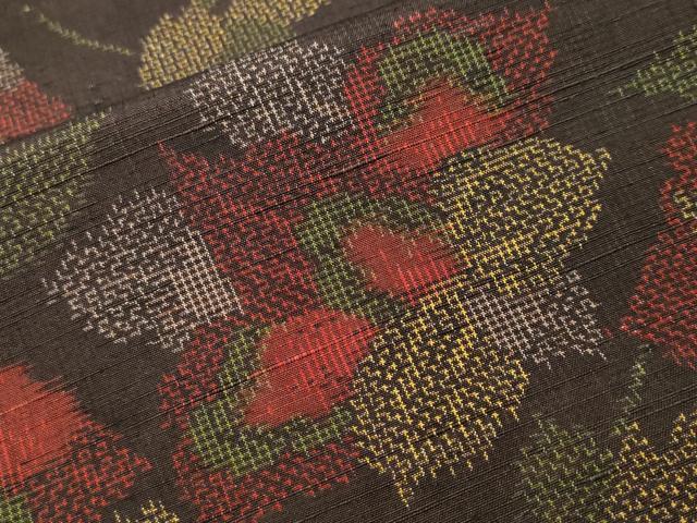 平和屋着物■上質な紬　枝花文　正絹　逸品　CABK4135ev