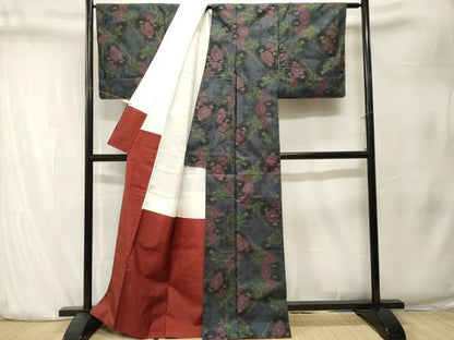 平和屋着物■本場大島紬　7マルキ　枝花文　正絹　逸品　CABK4136ev