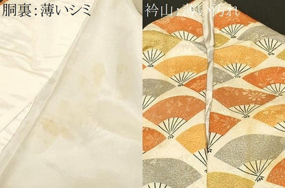 平和屋着物■豪華振袖　扇面花蝶文　金通し地　正絹　逸品　CABK4137ev