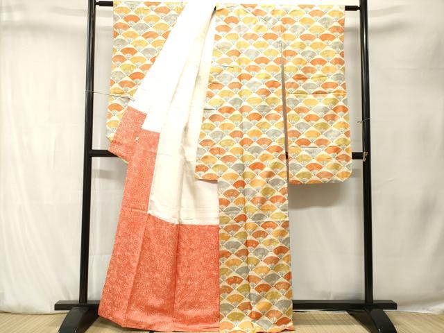 平和屋着物■豪華振袖　扇面花蝶文　金通し地　正絹　逸品　CABK4137ev