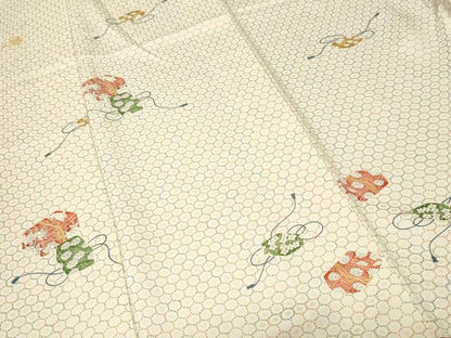 平和屋着物■上質な小紋　文箱亀甲花文　正絹　逸品　CABK4138ev