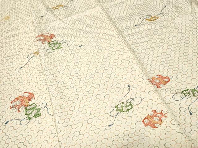 平和屋着物■上質な小紋　文箱亀甲花文　正絹　逸品　CABK4138ev