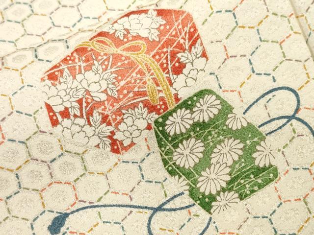 平和屋着物■上質な小紋　文箱亀甲花文　正絹　逸品　CABK4138ev