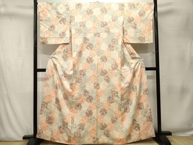 平和屋着物■上質な小紋　亀甲草花文　松坂屋扱い　正絹　逸品　CABK4143ev