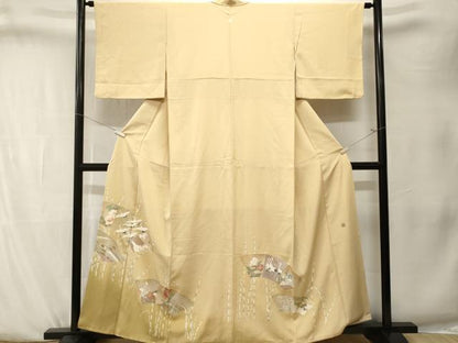 平和屋着物■豪華色留袖　作家物　刺繍　地紙飛鶴花文　暈し染め　金銀彩　正絹　逸品　CABK4144ev