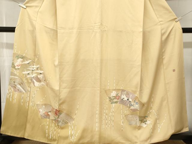 平和屋着物■豪華色留袖　作家物　刺繍　地紙飛鶴花文　暈し染め　金銀彩　正絹　逸品　CABK4144ev