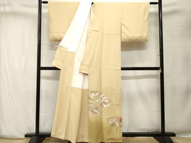 平和屋着物■豪華色留袖　作家物　刺繍　地紙飛鶴花文　暈し染め　金銀彩　正絹　逸品　CABK4144ev