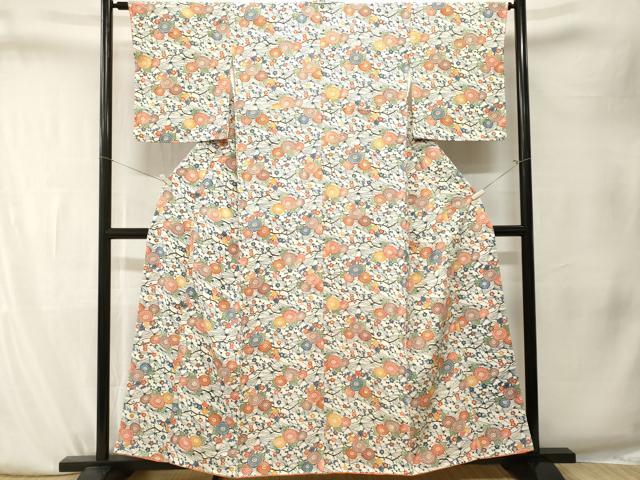 平和屋着物■豪華振袖　型染め　松葉菊梅文　正絹　逸品　CABK4146ev