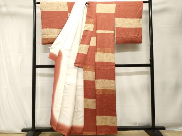 平和屋着物■上質な小紋　横段花唐草文　金彩　正絹　逸品　CABK4147ev