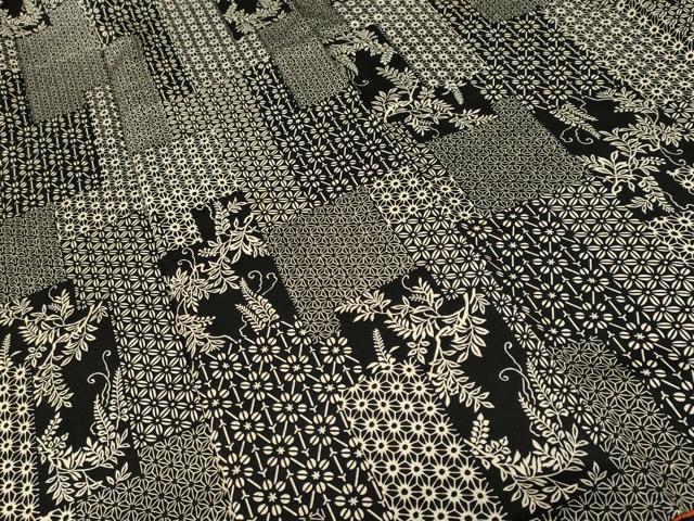 平和屋着物■上質な小紋　色紙重ね吉祥花文　黒地　正絹　逸品　CABK4151ev