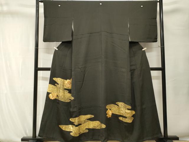 平和屋着物■豪華黒留袖　駒刺繍　エ霞花文　金彩　正絹　逸品　CABK4155ev