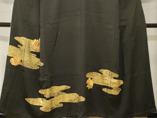 平和屋着物■豪華黒留袖　駒刺繍　エ霞花文　金彩　正絹　逸品　CABK4155ev