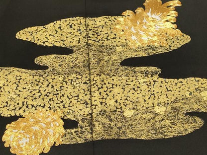 平和屋着物■豪華黒留袖　駒刺繍　エ霞花文　金彩　正絹　逸品　CABK4155ev