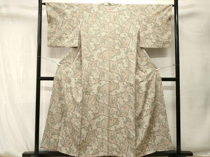 平和屋着物■上質な小紋　ペイズリー　更紗花文　正絹　逸品　CABK4156ev