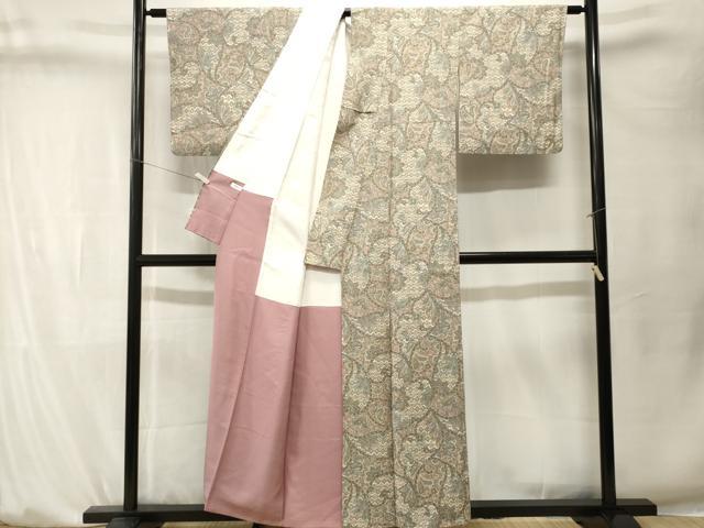 平和屋着物■上質な小紋　ペイズリー　更紗花文　正絹　逸品　CABK4156ev
