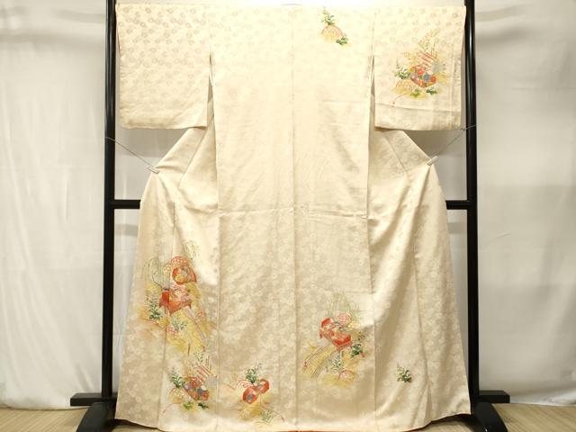 平和屋着物■訪問着　刺繍　渡り橋文箱草花文　金彩　正絹　逸品　CABK4162ev