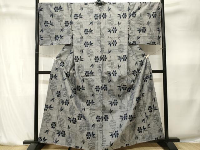 平和屋着物■上質な紬　草花文　正絹　逸品　CABK4169ev