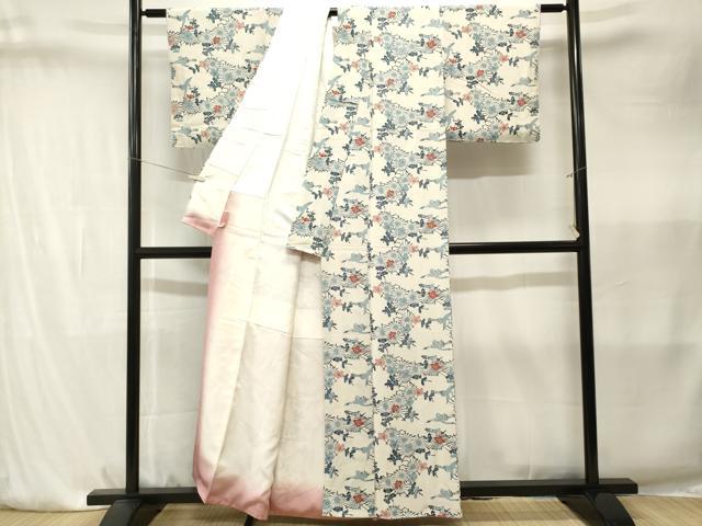 平和屋着物■上質な小紋　型染め　飛鶴梅松文　正絹　逸品　CABK4172ev