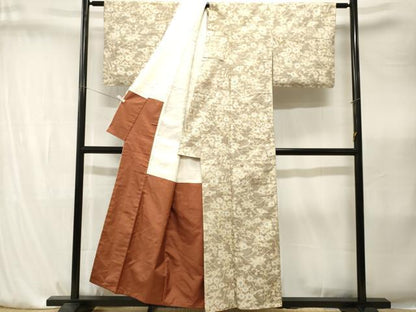 平和屋着物■上質な紬　枝花文　正絹　逸品　CABK4173ev