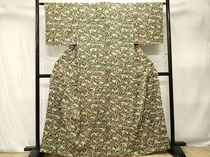 平和屋着物■上質な小紋　花鳥蝶文　金彩　正絹　逸品　CABK4174ev