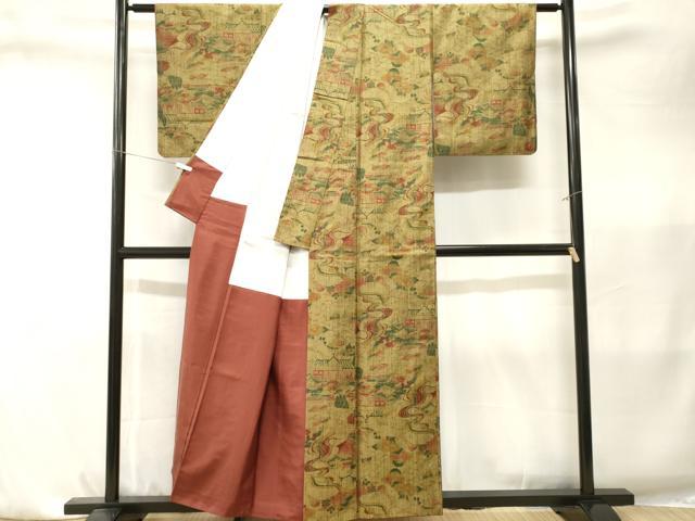 平和屋着物■上質な紬　御所解文　正絹　逸品　CABK4176ev