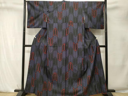 平和屋着物■小紋　矢羽根文　洗える着物　CABK4184ev