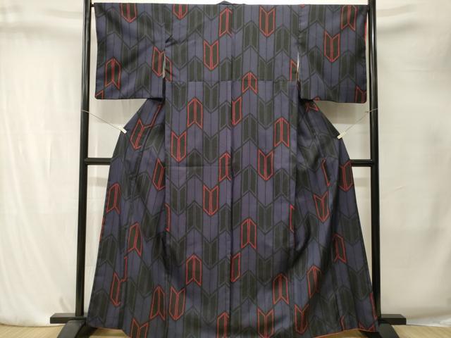 平和屋着物■小紋　矢羽根文　洗える着物　CABK4184ev