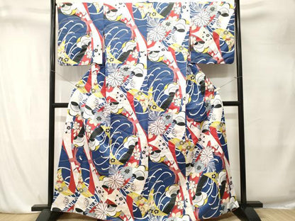 平和屋着物■小紋　束ね熨斗草花文　洗える着物　CABK4185ev