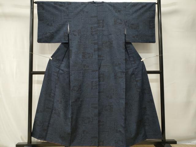 平和屋着物■上質な紬　幾何学文様　花唐草文　正絹　逸品　CABK4191ev
