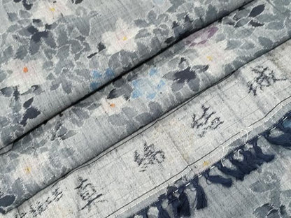 平和屋着物■真綿結城紬　草花文　反端付き　正絹　逸品　CABK4193ev