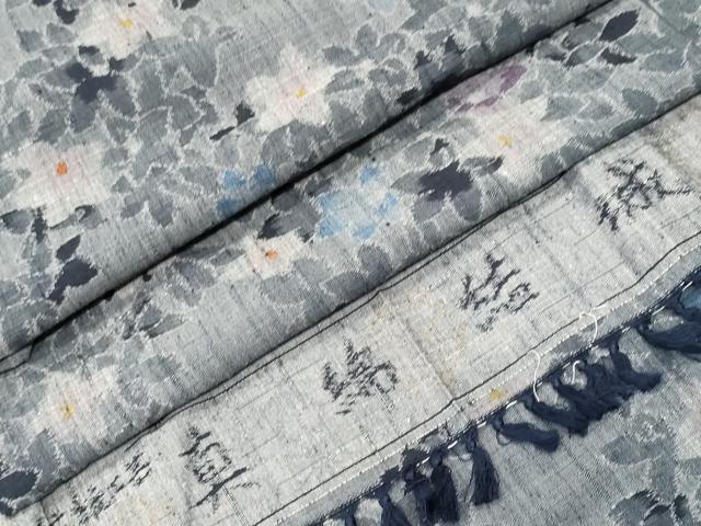 平和屋着物■真綿結城紬　草花文　反端付き　正絹　逸品　CABK4193ev