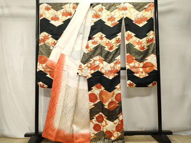 平和屋着物■豪華振袖　駒刺繍　花唐草文　金彩　正絹　逸品　CABK4198ev
